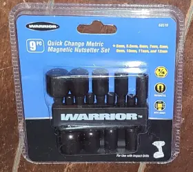 68519 Warrior New 9pc Quick Change Magnetic Nutsetter Sets Metric - Free Shipping