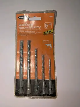 42256 Warrior Or Drillmaster Other 62845 Quick Change Masonry Drill Bit 5 Piece Set 5/32 Inch 3/16 1/4 5/16 And 3/8 New