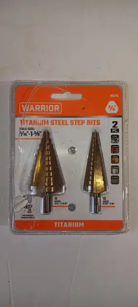 19275 Warrior Products New 2 Piece Titanium Coated High Speed Steel Step Drill Bits 3/8 Inch