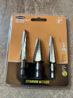 60379 Warrior Products New Titanium Nitride Steel Step Drills 3 Pc #60379