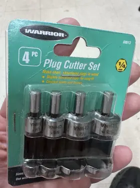 60613 Warrior Products 4pc Plug Cutter Set 1/4 Inch 3/8 1/2 And 5/8 -1/4 Shank- Item #60613