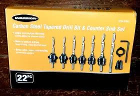 61635 Warrior Products 22 Piece Carbon Steel Tapered Drill Bit And Countersink Set #61635