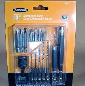 68816 Warrior Products High Speed Steel Quick Change Drill Bit Set 15-piece