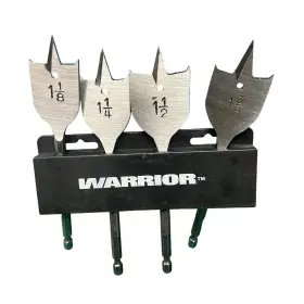69017 Warrior Products 4pc Large Diameter Spade Bit Set 1/4 Inch Quick Change Shank - Item #69017