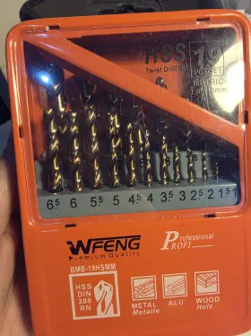 Weifeng 985631266022 19 Pc Set Hss Twist Drill Bit Metric 1.0 To 10 Mm