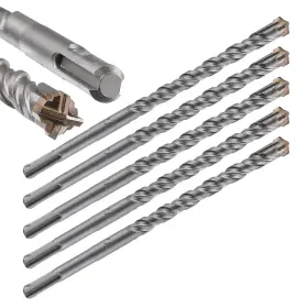 Xzcjz015 Wensilon Concrete Drill Bit 5pcs 1/2 Inch X 8 -6 Cross-type Double Thread Carbid