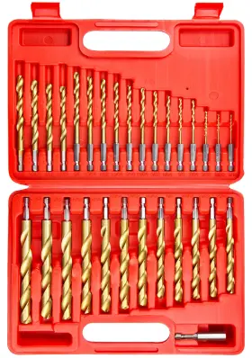 Ct002 Wesleydrill 30 Pcs Impact Twist Drill Bit Set 1/16 Inch -1/2 Hex Shank Hss Titanium