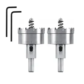 W0001837 Wexecon 2pcs 1 3/4 Inch 45mm Carbide Hole Saw Kit For Metal Cutter Drill Bit Wit