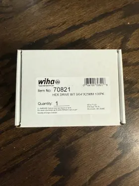 70821 Wiha Hex Drive Bit 9/64 Inch X25mm 100 Pack