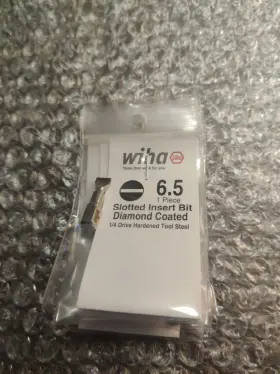 71023 Wiha 1/4ft Hex 6.5x 25mm Slotted Diamond Coated Insert Bit Germany Qty. 5