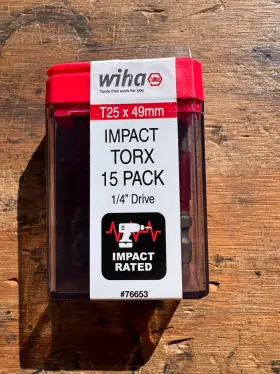 76653 Wiha Performance Torsion Impact Bit Phillips Torx T25 X 49mm - 15 Pack