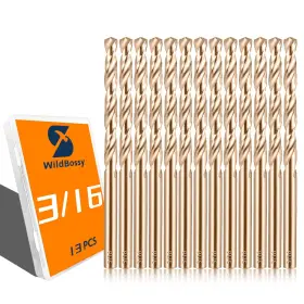Yzzt-3 Wildbossy Yzzt-3/16 Cobalt Drill Bit Set 3/16 Inch - 13pcs M35 Twist Bits Straight Shank