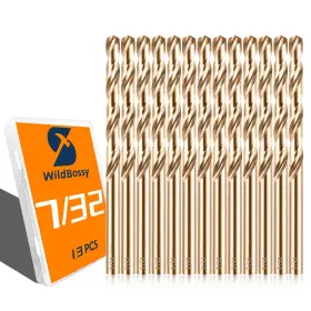 Wildbossy Yzzt-7/32 Cobalt Drill Bit Set 7/32 Inch - 13pcs M35 Twist Bits Straight Shank 7/32