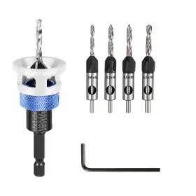 Ws-ckz-01 Wildshark Countersink Drill Bit Set With Depth Stop 4pcs Hss M2 Tapered Bits And A Wre