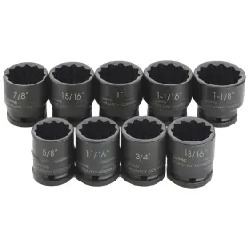Jhw38925 Williams 3/4 Drive Shallow Skirt Impact Sae Socket Set - 12 Point 9