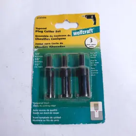 3385404 Wolfcraft 3 Pc. Tapered Plug Cutter Set 1/4 Inch 3/8 1/2 Nos