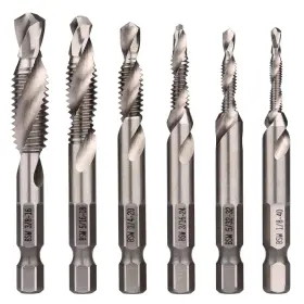 Wolfride 602701922898 6pcs 1/4-inch Hex Shank Combination Drill And Tap Bit Set Metal Debu