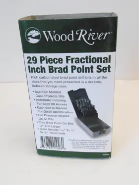 151040 Woodcraft Supply Wood River 29 Piece Fractional Inch Brad Point Drill Bit Set