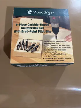 Jm-ct1808 Woodriver 6-piece Carbide-tipped Countersink Set With Brad Point Pilots