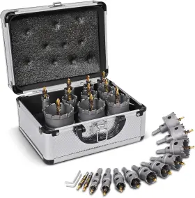Wot38 Worker Bee Heavy Duty Hole Saw Set 12-piece Carbide Cutter Kit Titanium