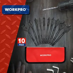 W004541a Workpro 10-piece Pro Spade Drill Bit Set Premium Carbon Steel With Storage Case