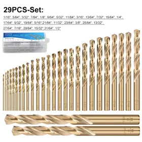 Db02529pcsyz Xcan Drill Bit Set 135 Jobber Length Twist For Metal 1/16 Inch -1/2ftft 29pc 13pc