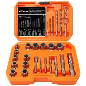 Xewea 714216159543 26pcs Screw And Bolt Extractor Set Right Drill Bit Easy Out Broken Lug