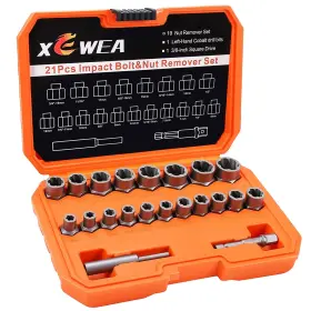 Xea-3 Xewea Xea-3/8 21pcs Bolt Nut Extractor Set 3/8 Inch Drive Easy Out Broken Lug Extraction