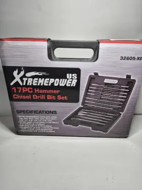 32605-xp Xtremepowerus 17 Piece Hammer Chisel Drill Bit Set Tungsten Carbide