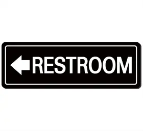 No002 Xyl Hc Restroom Sign With Arrow 9 Inches X 3 Black - Left