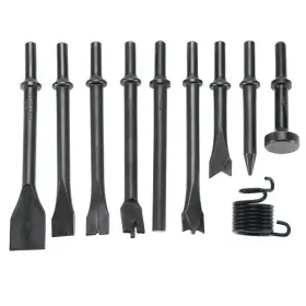 Nq-0051 Yaekoo 10pcs Smoothing Pneumatic Air Rivet Hammer Chisels High Carbon Steel Bits Spring