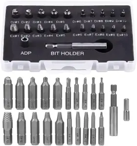 Yakagy0395 Yakamoz 22pcs Mini Damaged Screw Extractor Kit Small Stripped Screws Remover Eas