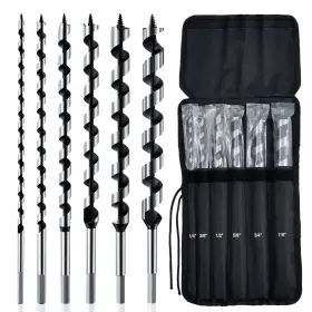 Tanz01 Ydaijk 6pcs 12 Inch Wood Auger Drill Bit Set 1/4 -7/8 Hex Shank Fo