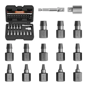 E12215 Yekepro 15-piece Screw Extractor Set 3/8 Inch Drive Multi-spline Easy Out Bolt Extr