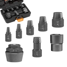 Yekepro E151008 1.5 Inch Tub Drain And Pipe Nipple Extractor Set 8-piece Plumbing Tools Kit With Socket