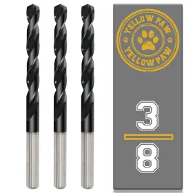 Yellow Paw 810147651788 3/8 Inch Drill Bit 3 Pack Industrial Grade M35 Cobalt Titanium Aluminum Nit