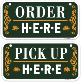 Ohpuh1206 Yuzkouge Order Here And Pick Up Sign - 2 Pack 12 Inch X 6 Rust Free Green Yellow