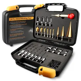 Zorunna 605556620728 34 Pcs Woodworking Chamfer Drilling Tools Including 6 Countersink Drill Bit Set