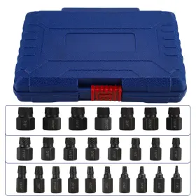 Cp-ad-0769 Zxmoto 25 Pc Multi-spline Screw Extractor Set Hex Head Bit Socket Wrench Bolt Remover