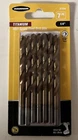 7 Drill 1/4" Inch Titanium Nitride High Speed Steel Set Warrior 61544 New. Price: $6.00.