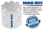 Mag-bit 625.4816 MAG625 3-INCH Carbide Grit Holesaw With 1-1/2 Depth New. Price: $16.59.