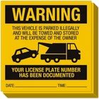 Illegally Parked Warning Stickers (pack Of 25) Tow Away Sign For New. Price: $22.99.