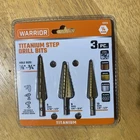 Warrior Titanium High Speed Steel Step Drill Bits 3 Piece Set 91616 New. Price: $11.99.