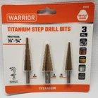 Warrior 3PC Titanium Step Drill Bits #91616 New Sealed. Price: $11.95.