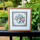 Vtg Framed Ceramic Floral Tile Made In England Wood Glass Poppies Square 10.75" Used. Price: $39.99.