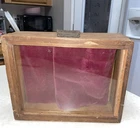 Unique Vtg Shadow Box Handcrafted Wood & Glass Spring Hinge Red Velvet Fabric Used. Price: $74.97.