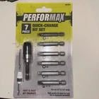 New! Performax 7 Piece Quick-change Adapter Power Bit Set. Price: $7.99.