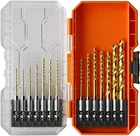 53614 14-PIECE Titanium Drill Bit Set, Impact-rated, 1/4-INCH Hex Shank, Cuts Me New. Price: $51.99.