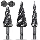 Thinkwork Four Spiral Flute Step Drill Bit Set, 3 Pcs Hss Piece, Black New. Price: $28.86.