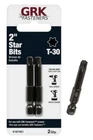 Grk #187451, T-30, 2-IN. Black Steel Star Bits, One 2-PACK = Two New. Price: $10.20.